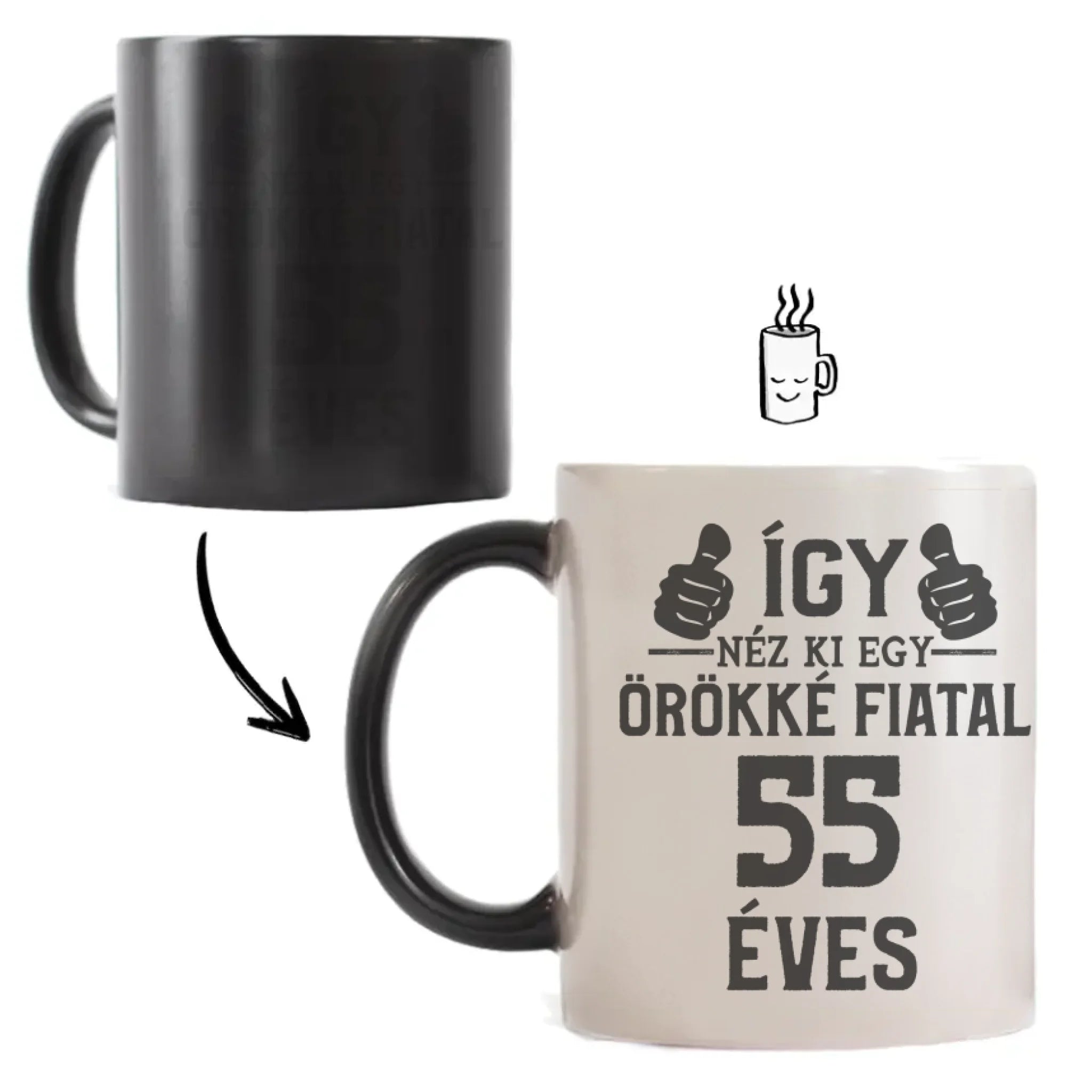Örökké fiatal 55 éves szülinapi ajándék bögre