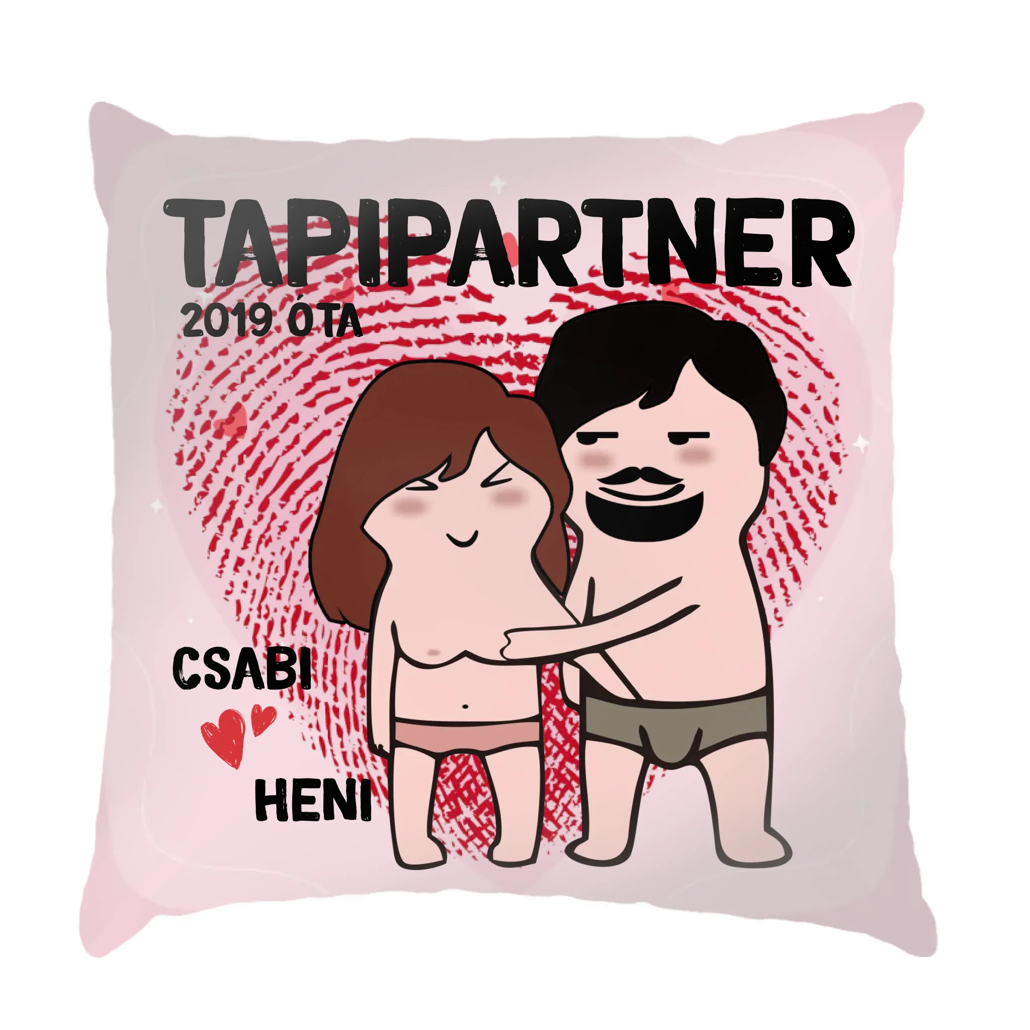 Tapipartner szerkeszthető karakteres valentin napi telinyomatos párna