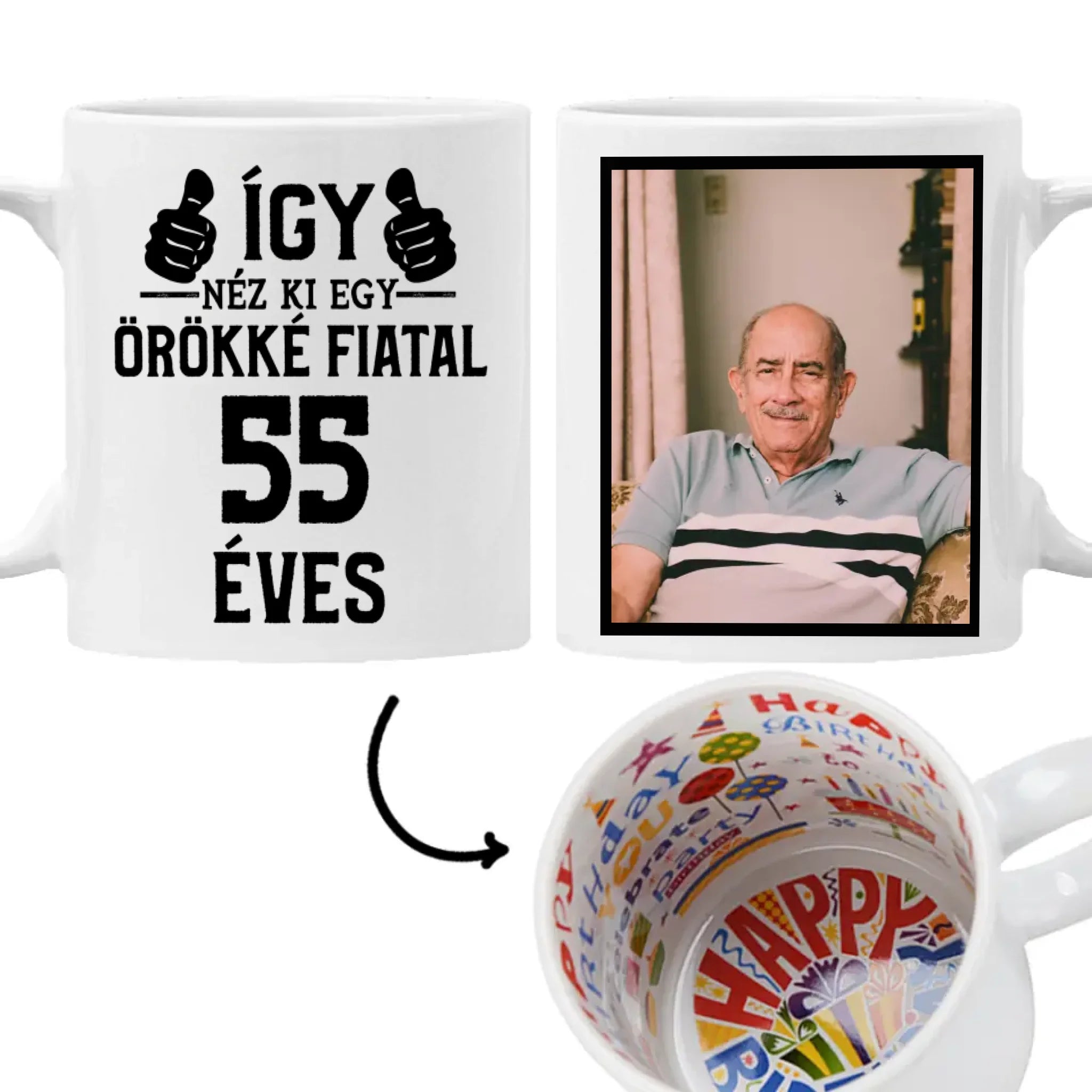 Örökké fiatal 55 éves szülinapi ajándék bögre