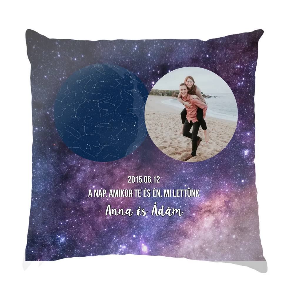 Csillagtérképes telinyomatos FullPrint párna fényképpel