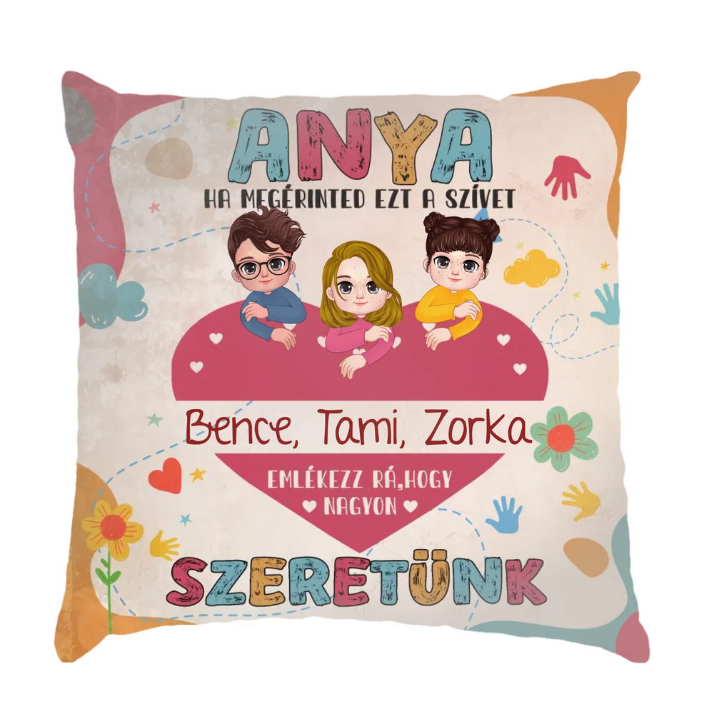 Személyre szabható Anyák napi párna - Anya nagyon szeretünk