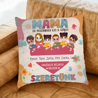 Személyre szabható Anyák napi párna - Mama nagyon szeretünk
