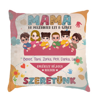 Személyre szabható Anyák napi párna - Mama nagyon szeretünk