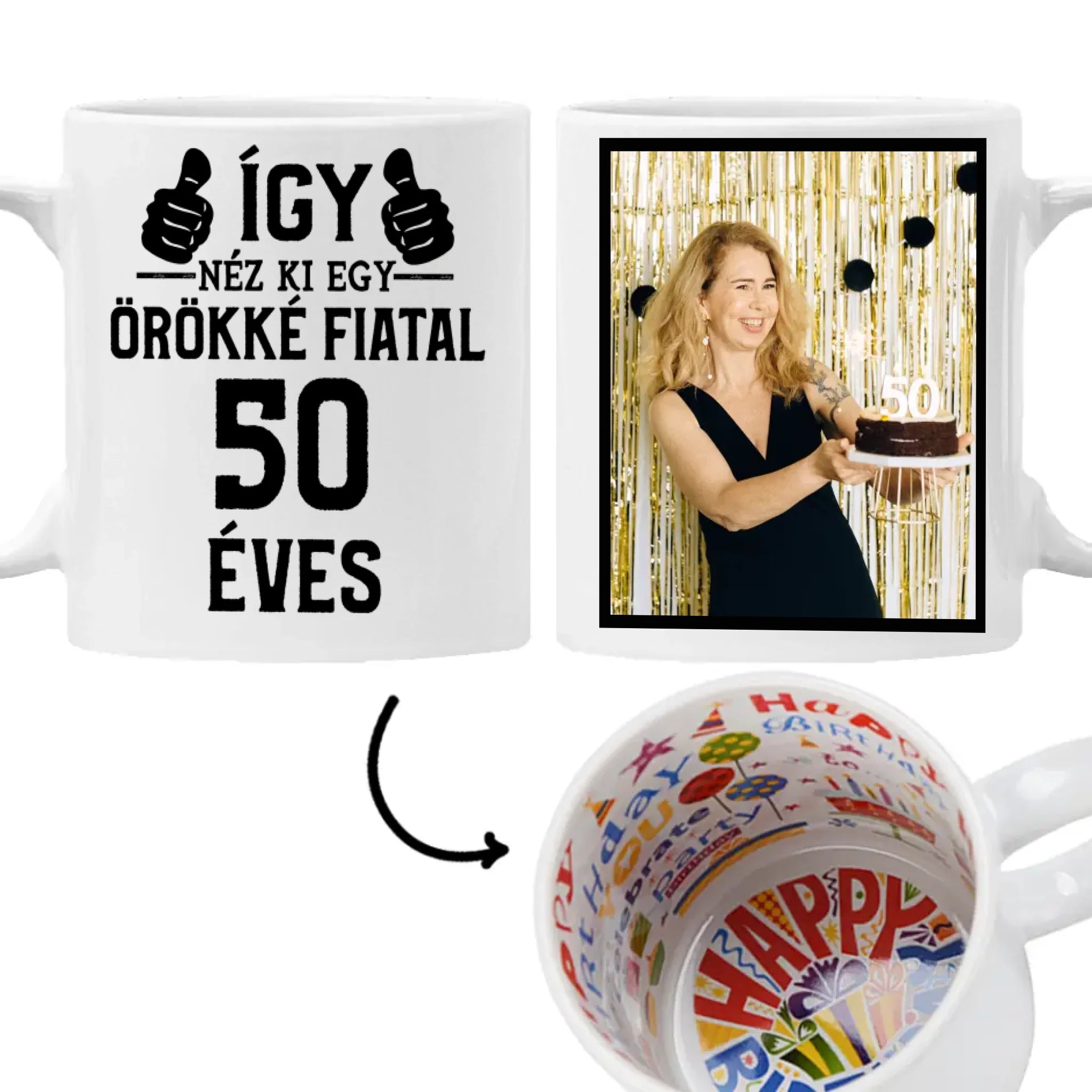 Örökké fiatal 50 éves szülinapi ajándék bögre