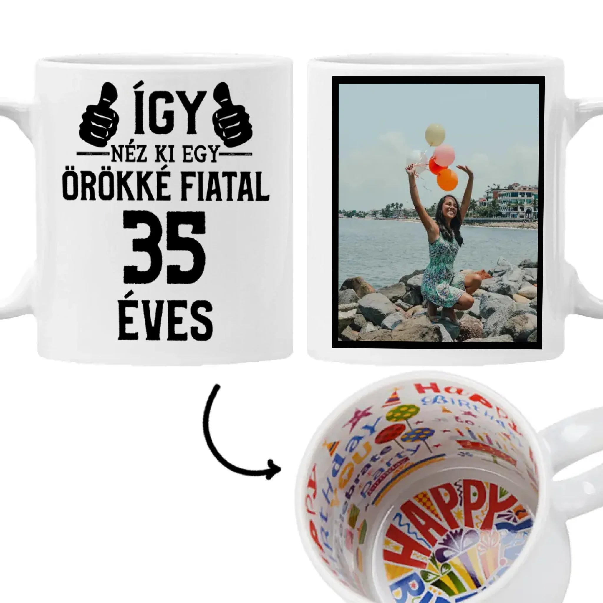 Örökké fiatal 35 éves szülinapi ajándék bögre