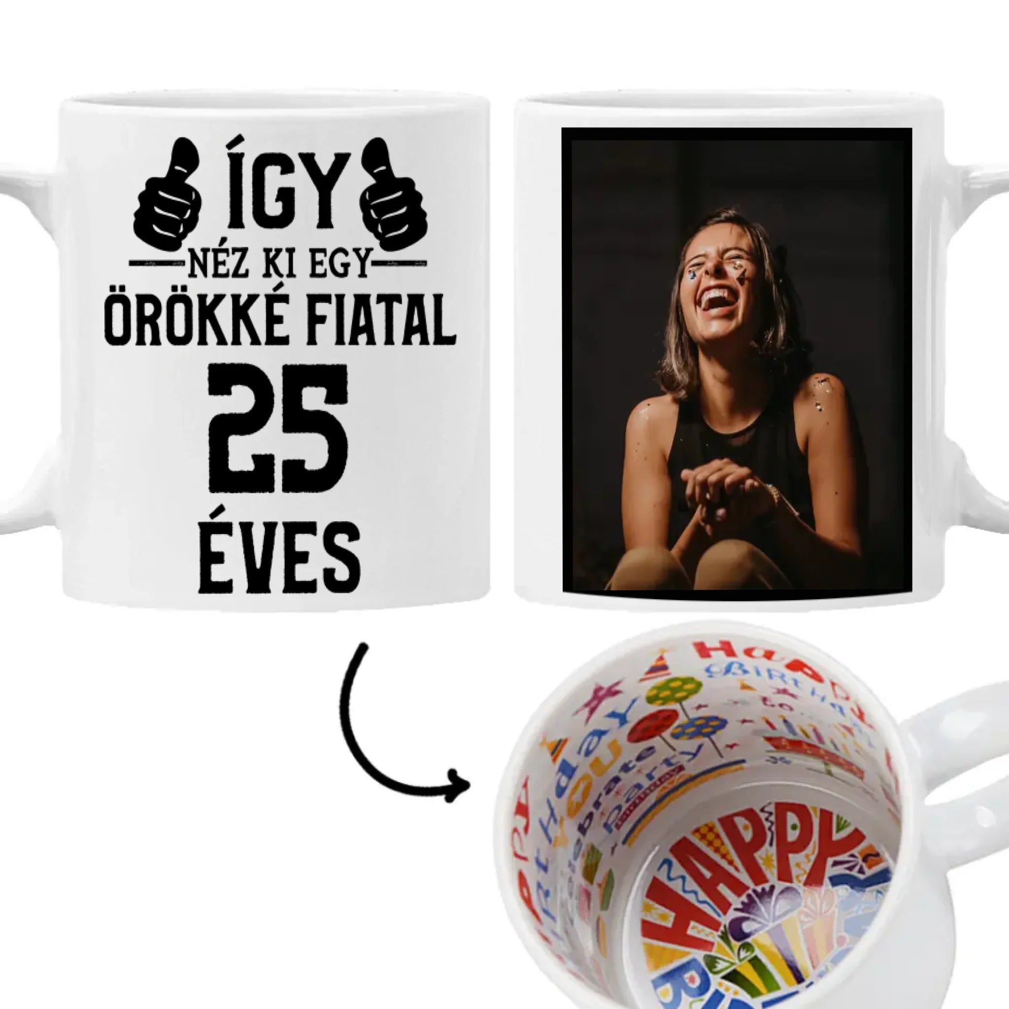 Örökké fiatal 25 éves szülinapi ajándék bögre