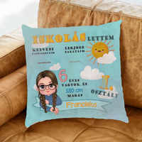 Egyedi ajándék gyerekeknek - iskolás lettem személyre szabható párna