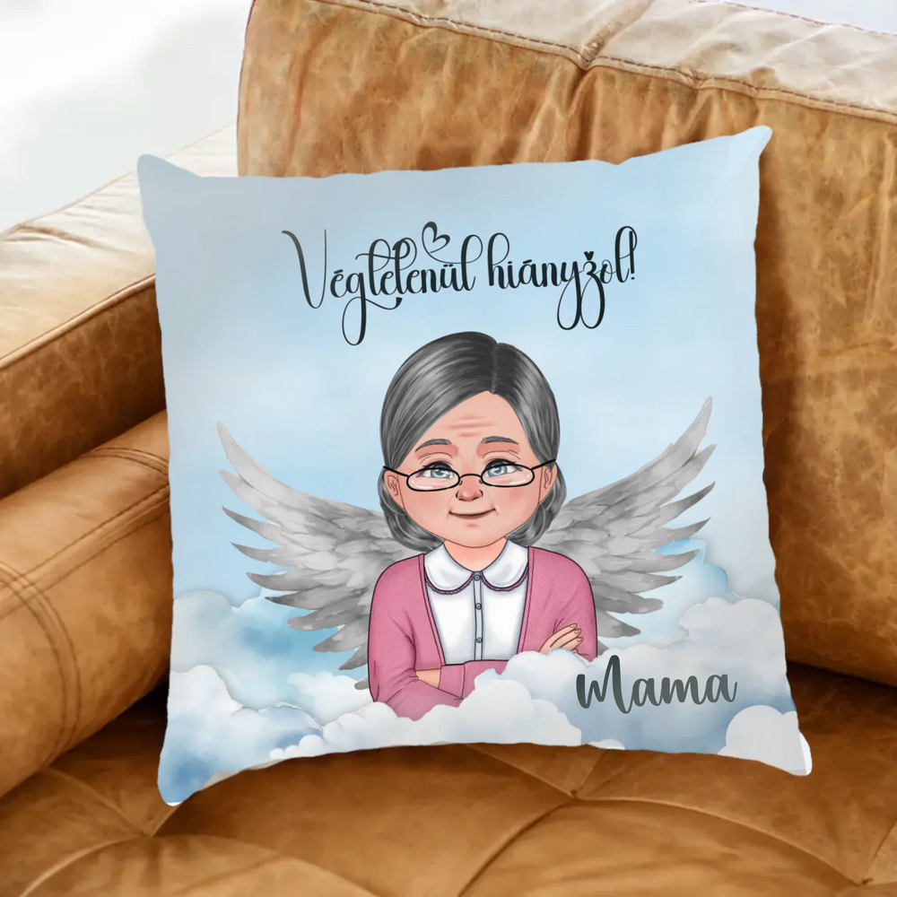 Angyal nagymama szerkeszthető karakteres Fullprint párna
