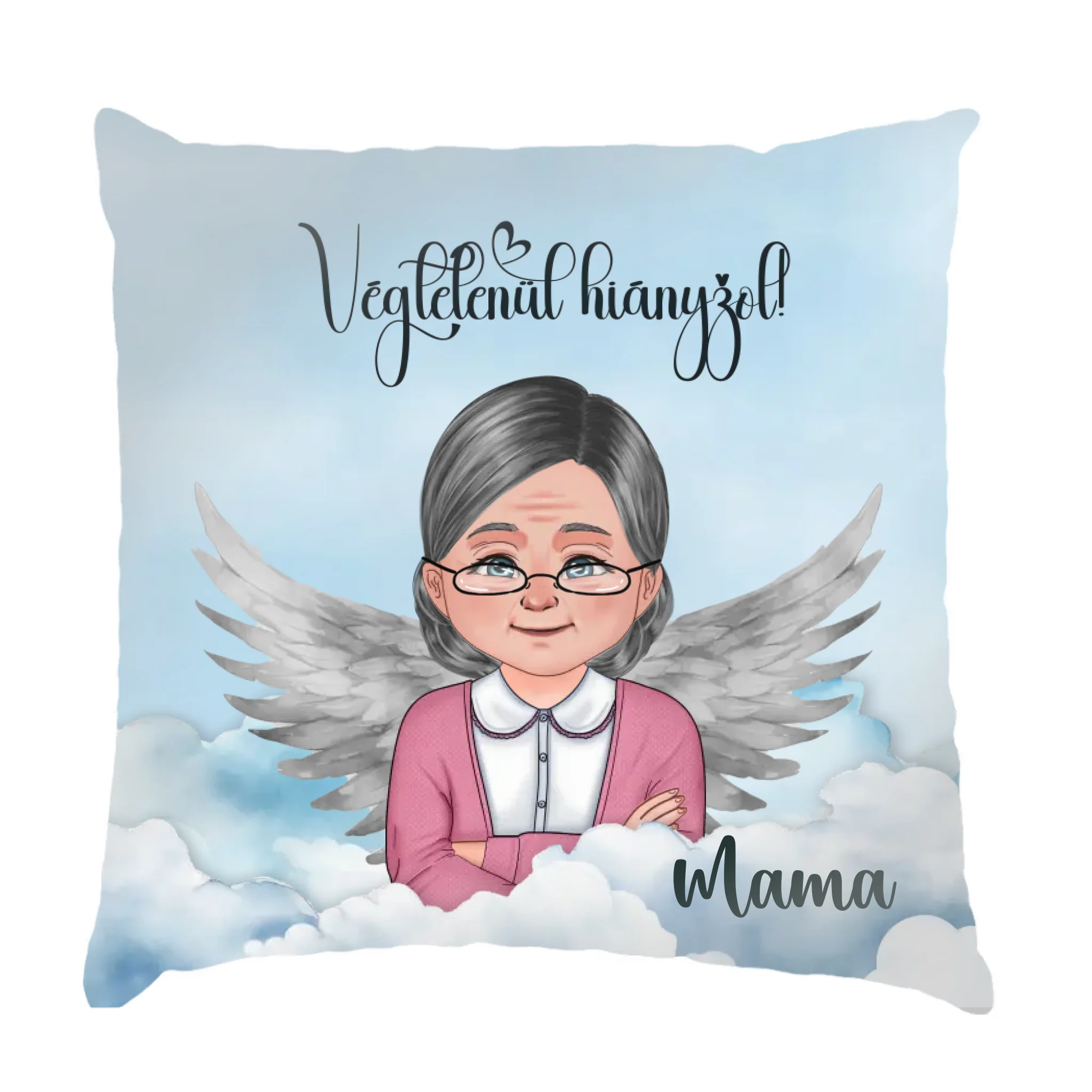 Angyal nagymama szerkeszthető karakteres Fullprint párna