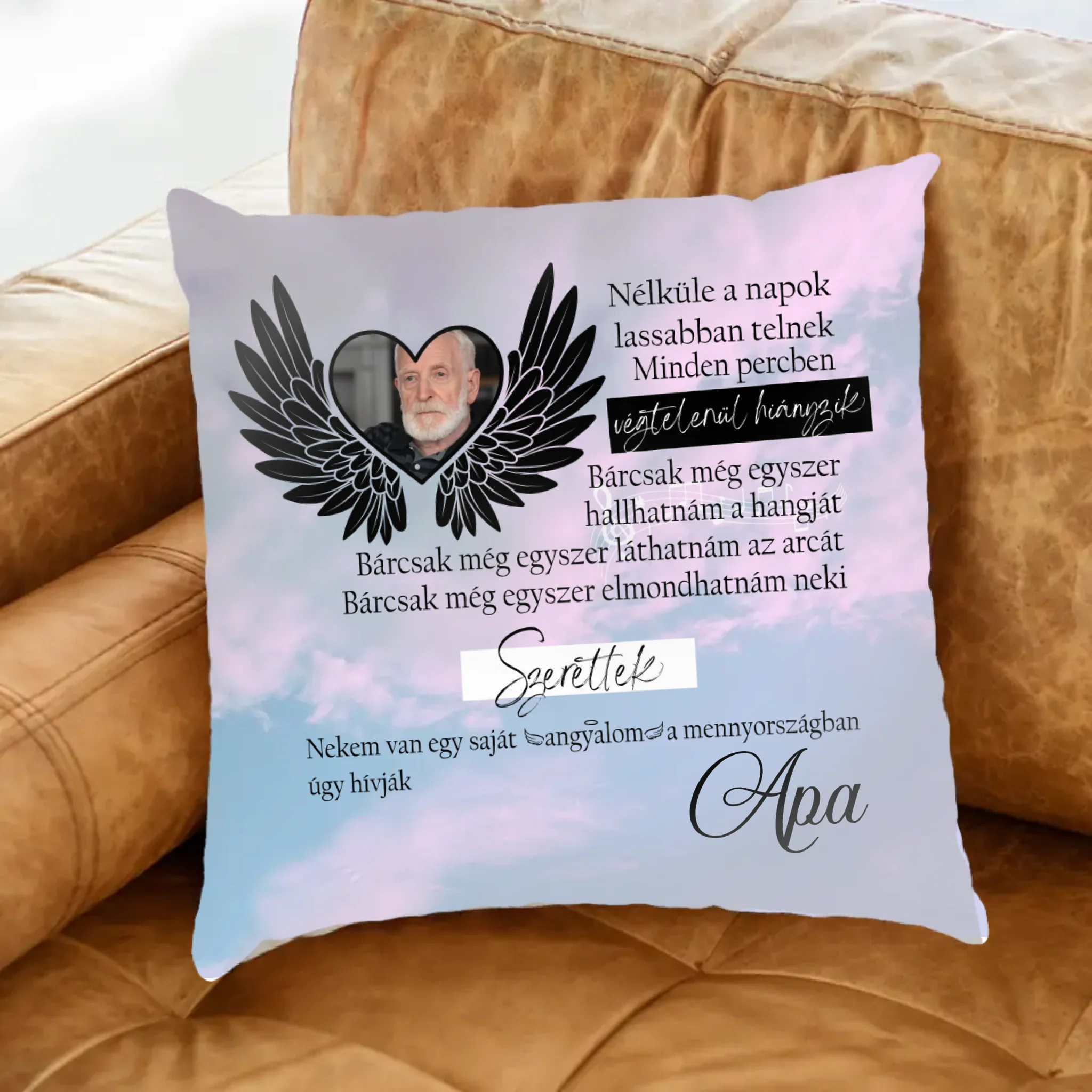 Nélküle a napok lassabban telnek Fullprint párna egyedi fényképpel