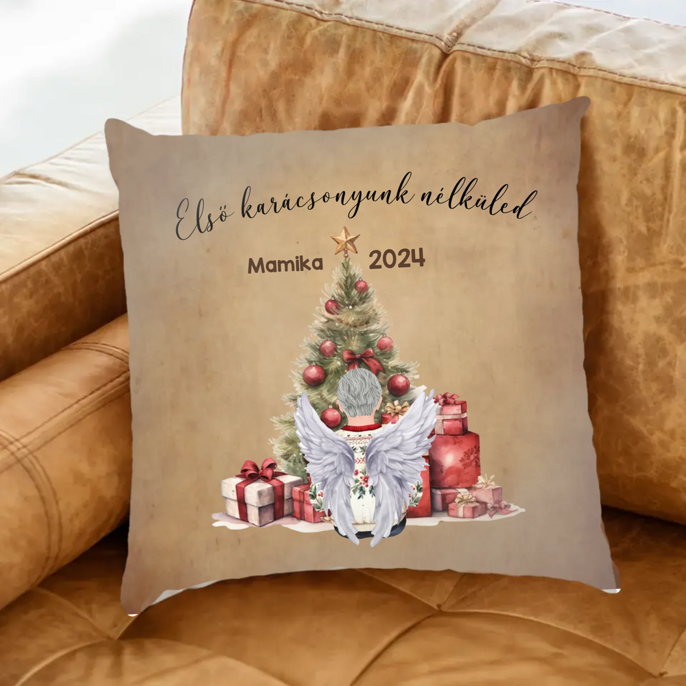 Első karácsonyunk nélküled Fullprint párna női karakterrel