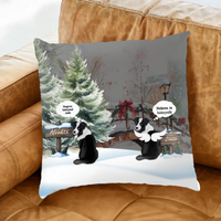 Téli kutyás Fullprint párna egyedi nevekkel és üzenettel 