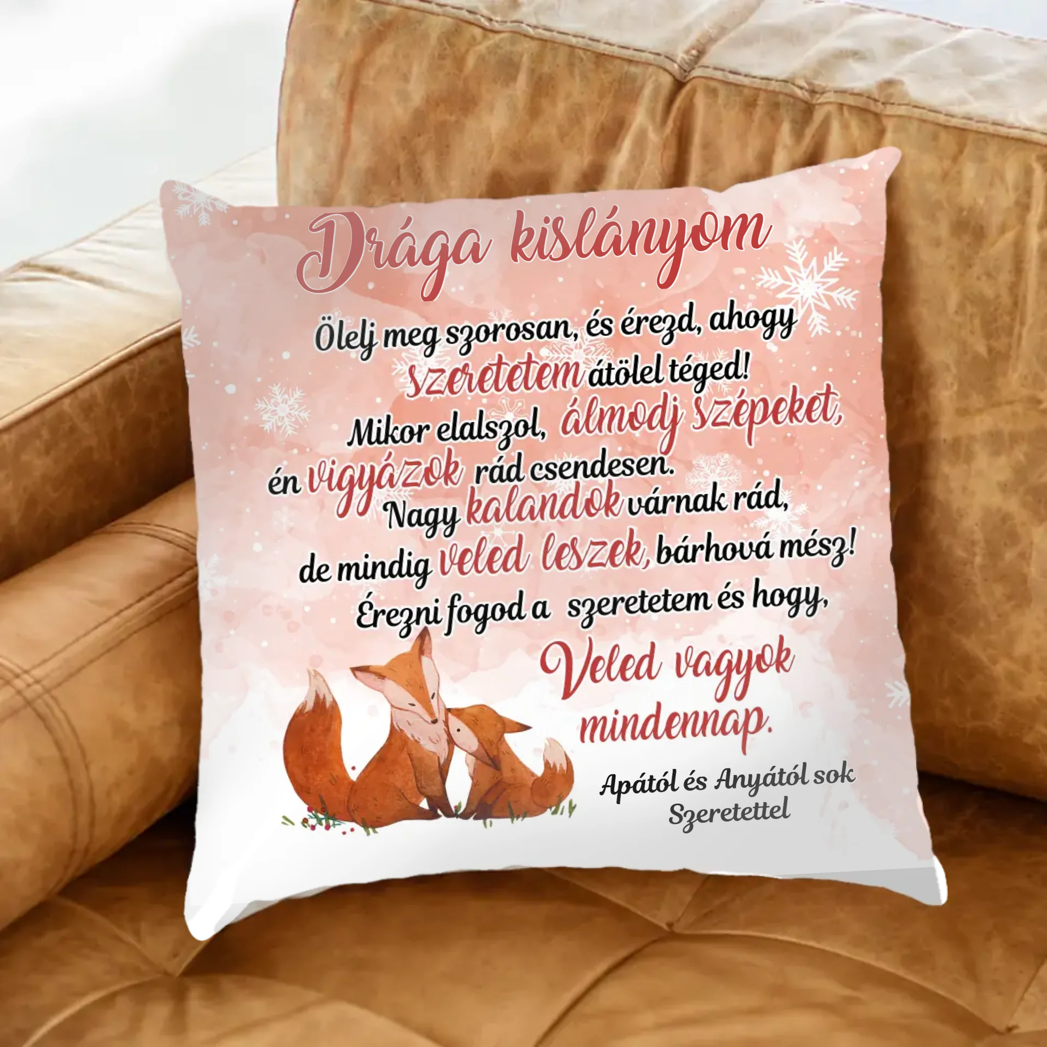 Karácsonyi ölelős fullprint párna választható mintával gyerekeknek