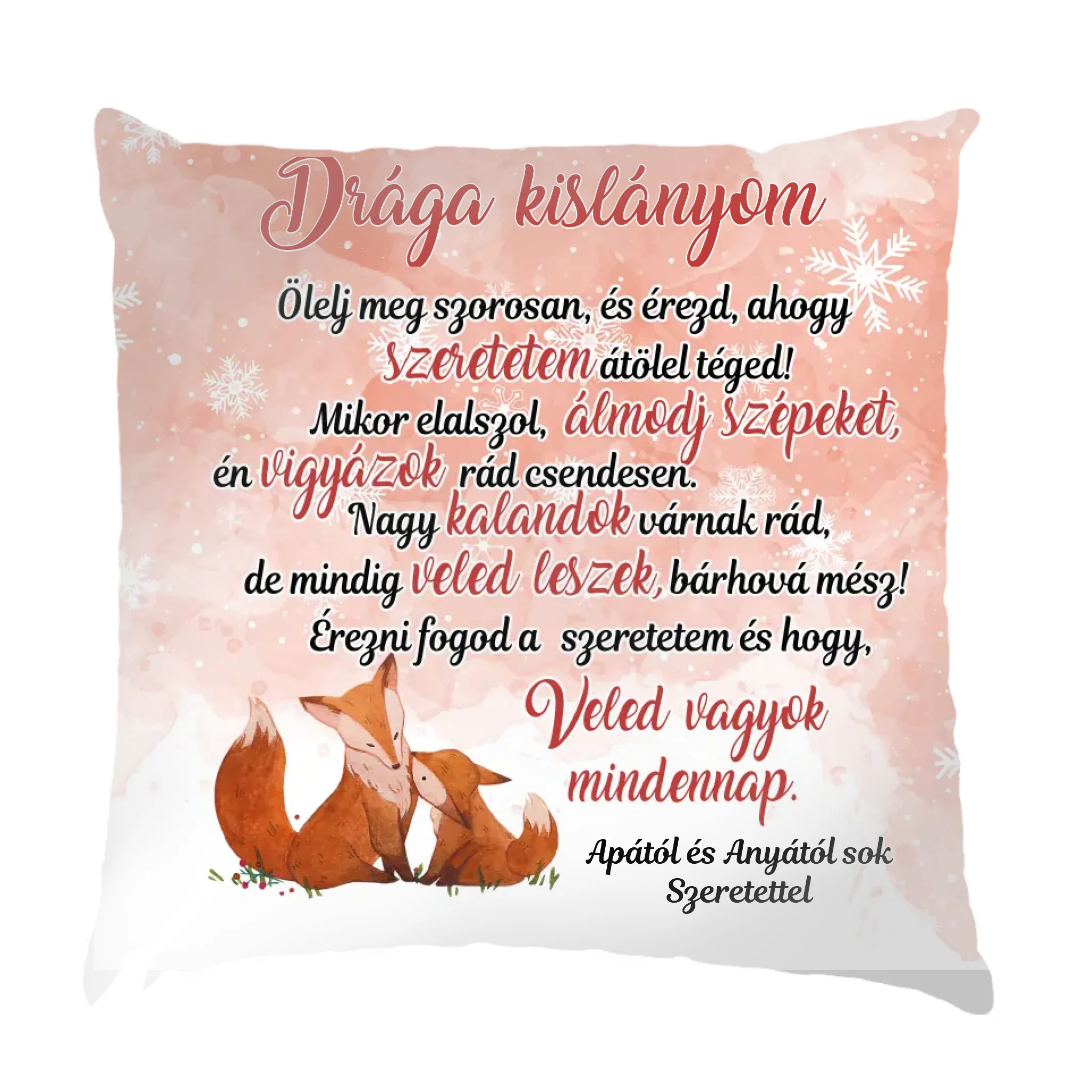 Karácsonyi ölelős fullprint párna választható mintával gyerekeknek