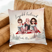 Karácsonyi cuki karakteres ajándék Fullprint párna Nővéreknek