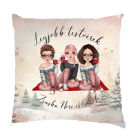 Karácsonyi cuki karakteres ajándék Fullprint párna Nővéreknek