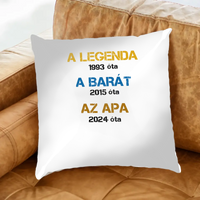 Egyedi évszámos ajándék apáknak A legenda, a barát, az apa párna