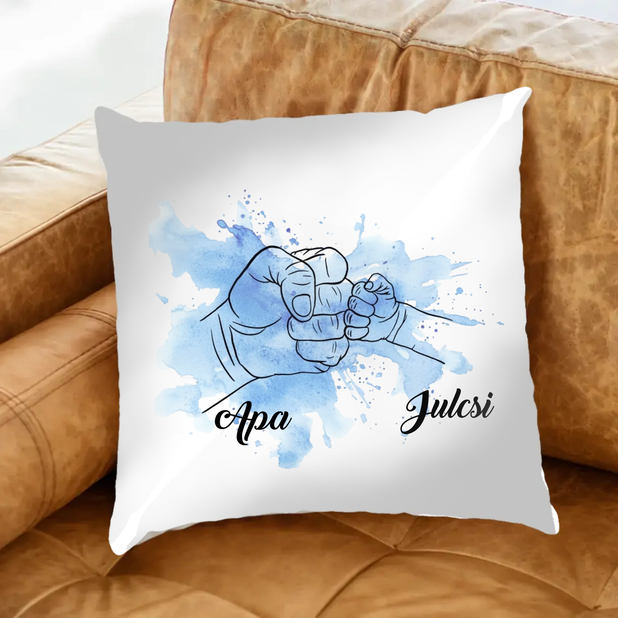 Ajándék Apáknak - egyedi neves párna apáknak kezes mintával