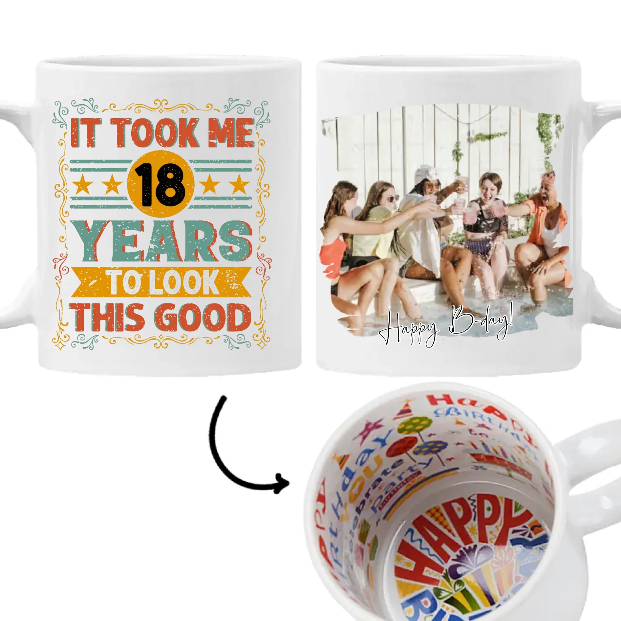 Vicces 18. szülinapi bögre egyedi képpel