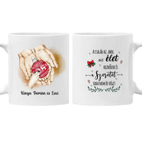 Karácsonyi kéz a kézben bögre tappanccsal és egyedi felirattal