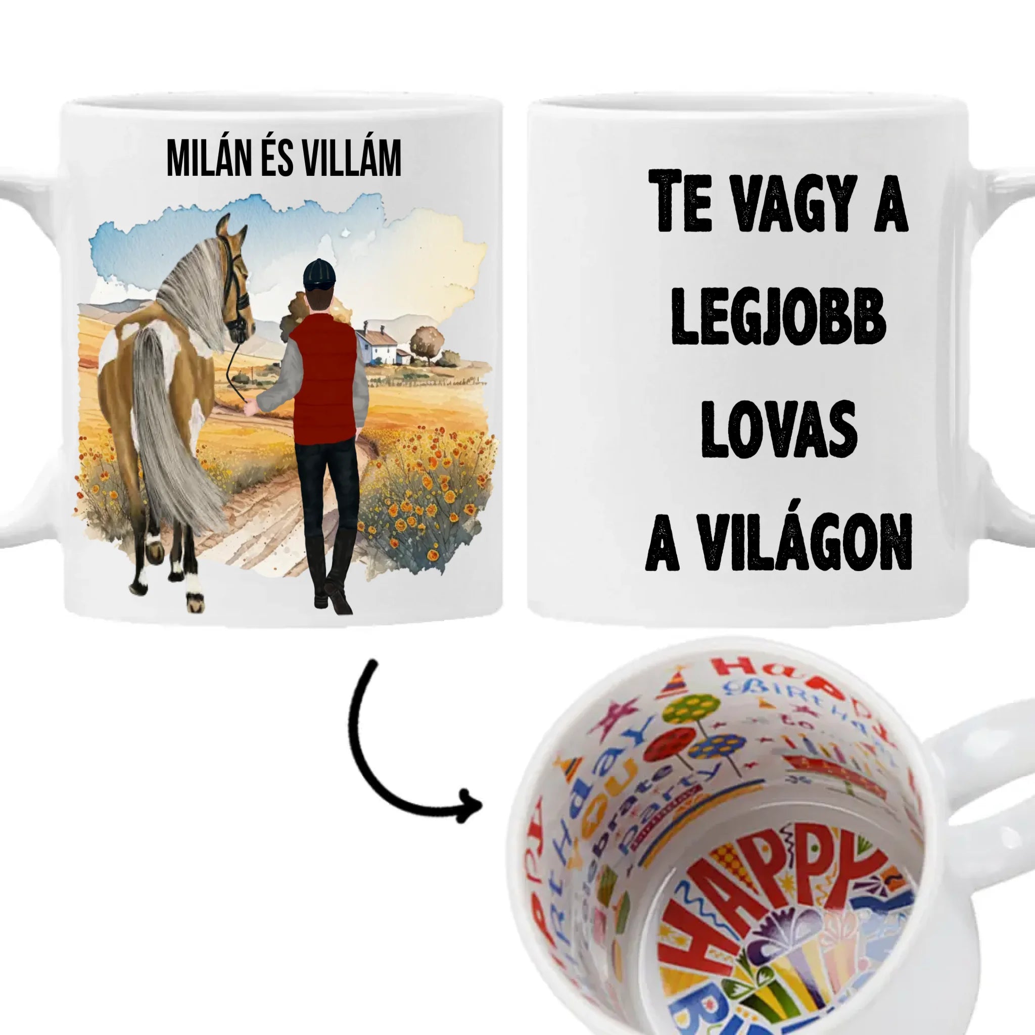 Egyedi lovas bögre férfiaknak