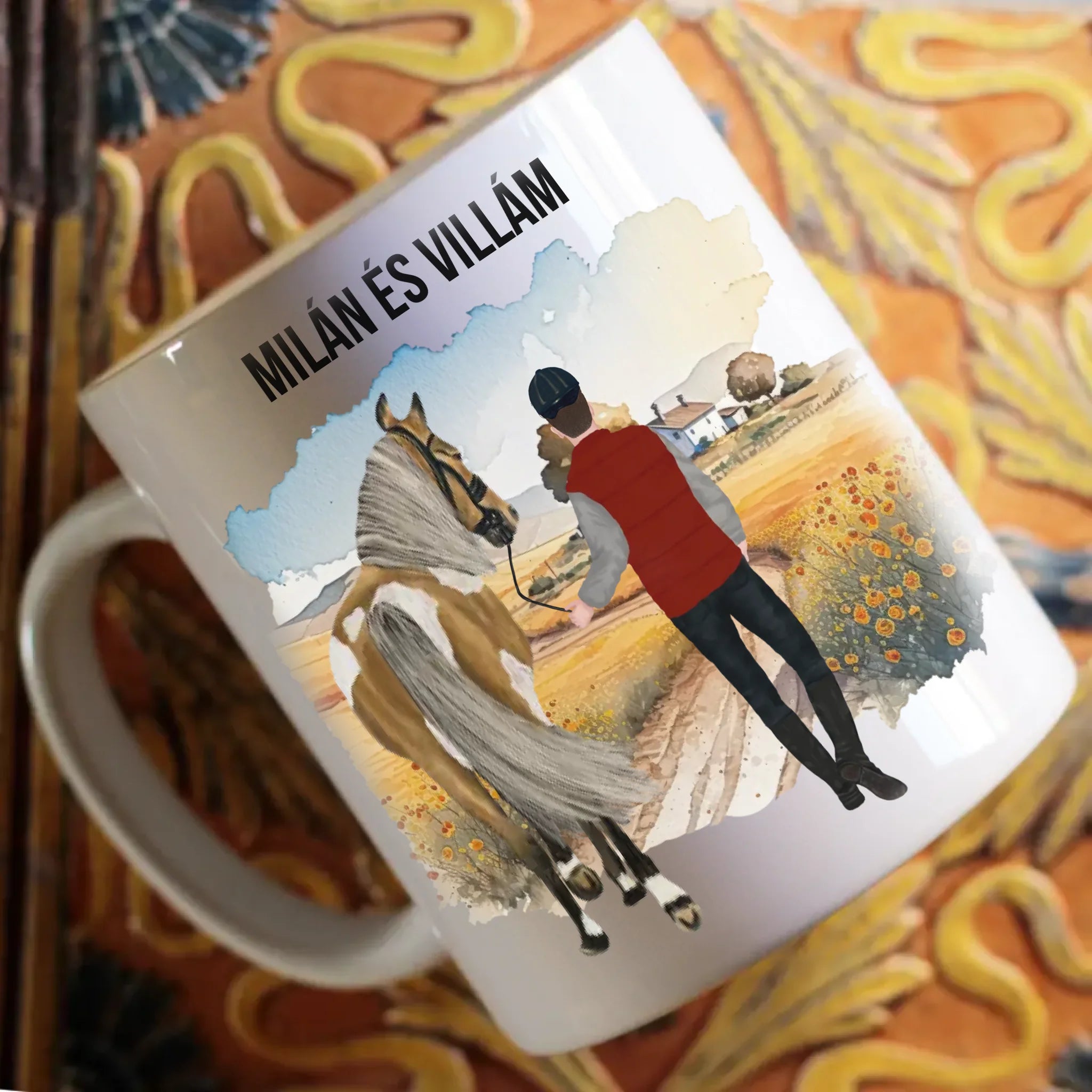 Egyedi lovas bögre férfiaknak