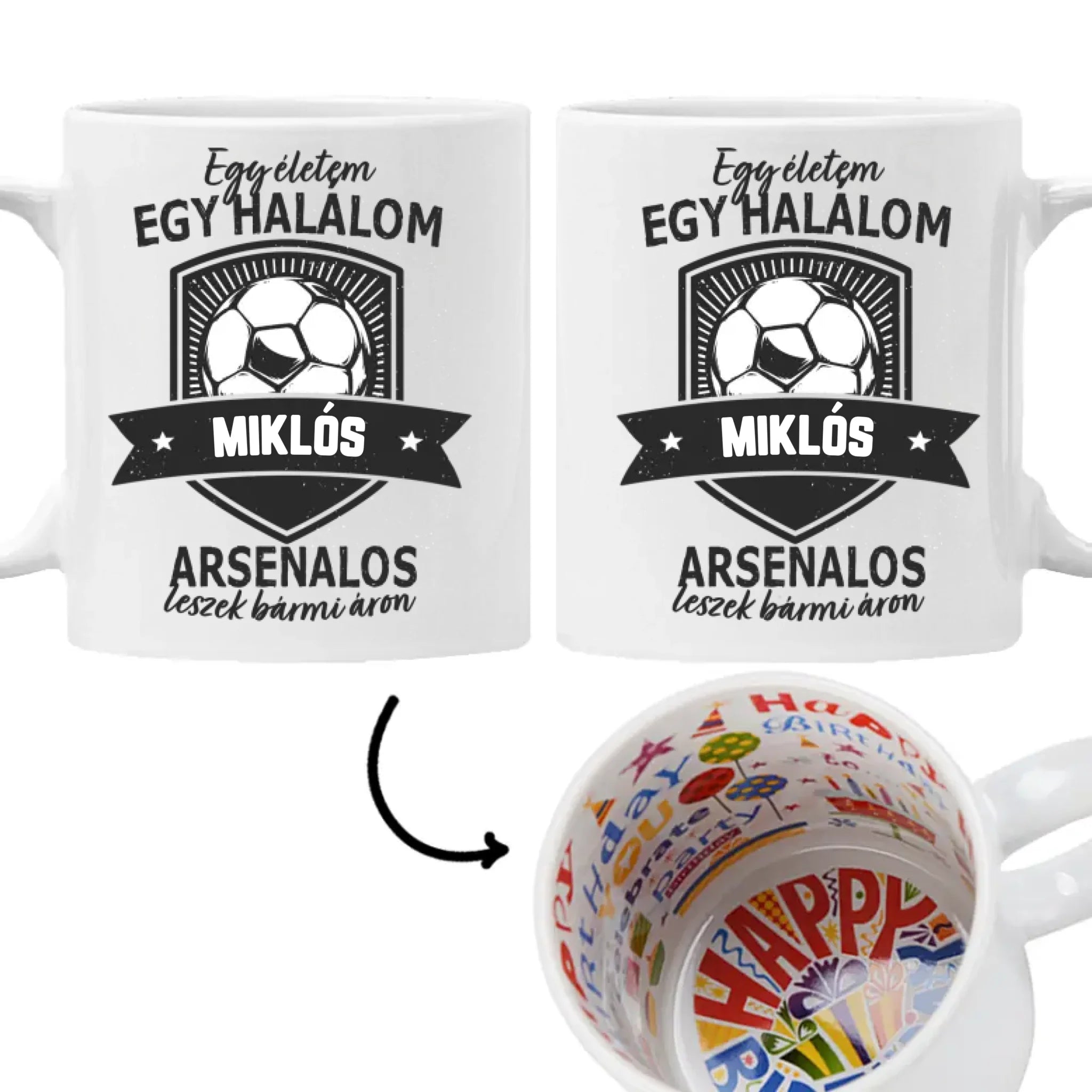 Egyedi neves Arsenal FC ajándék bögre