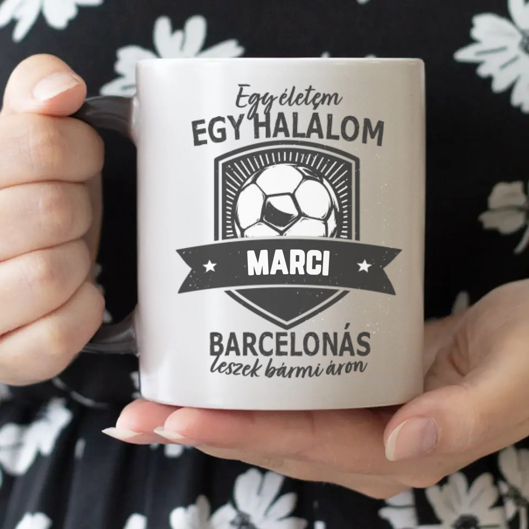 Egyedi neves FC Barcelona ajándék bögre