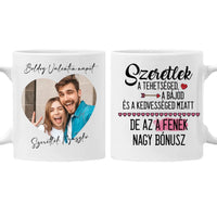 Valentin napi fotós bögre választható vicces feliratokkal