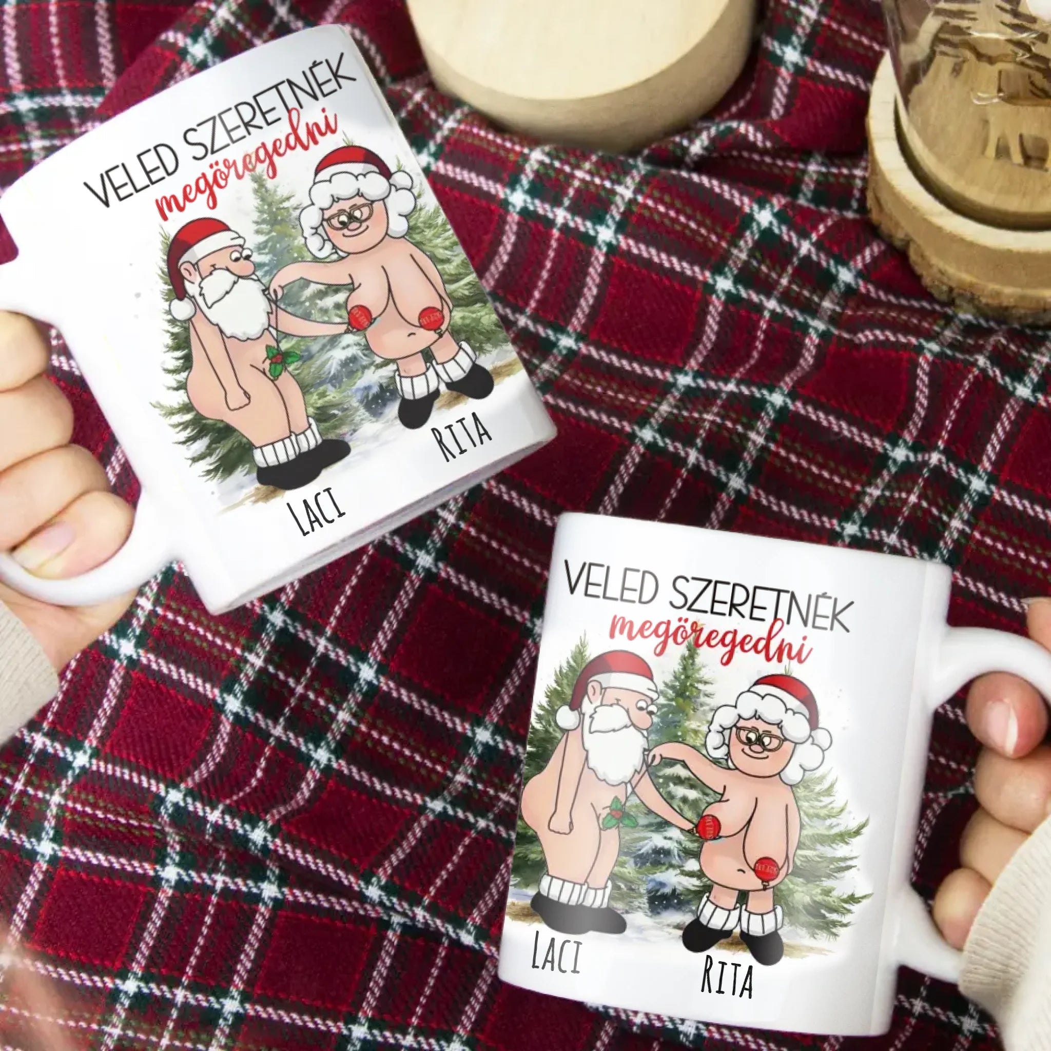 Veled szeretnék megöregedni vicces karácsonyi bögre pároknak