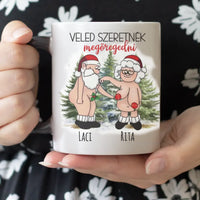 Veled szeretnék megöregedni vicces karácsonyi bögre pároknak