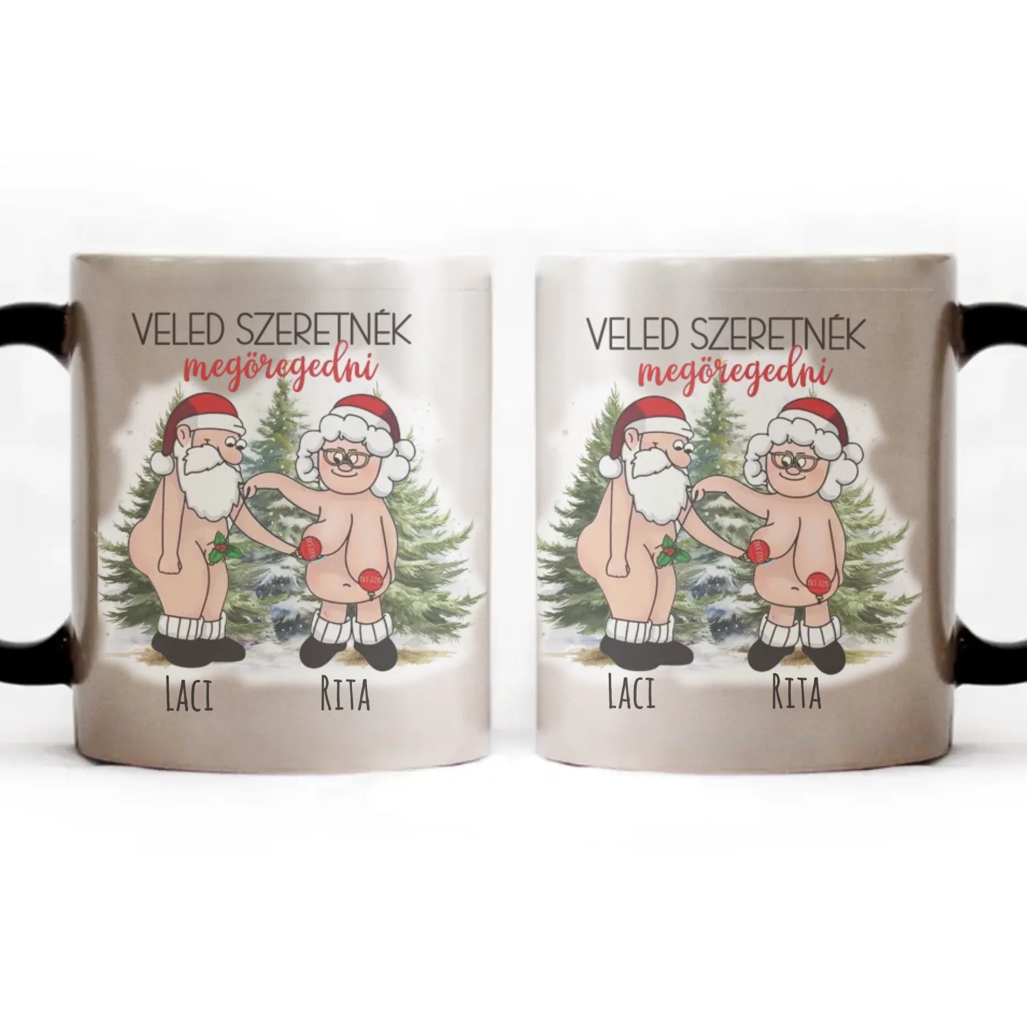 Veled szeretnék megöregedni vicces karácsonyi bögre pároknak