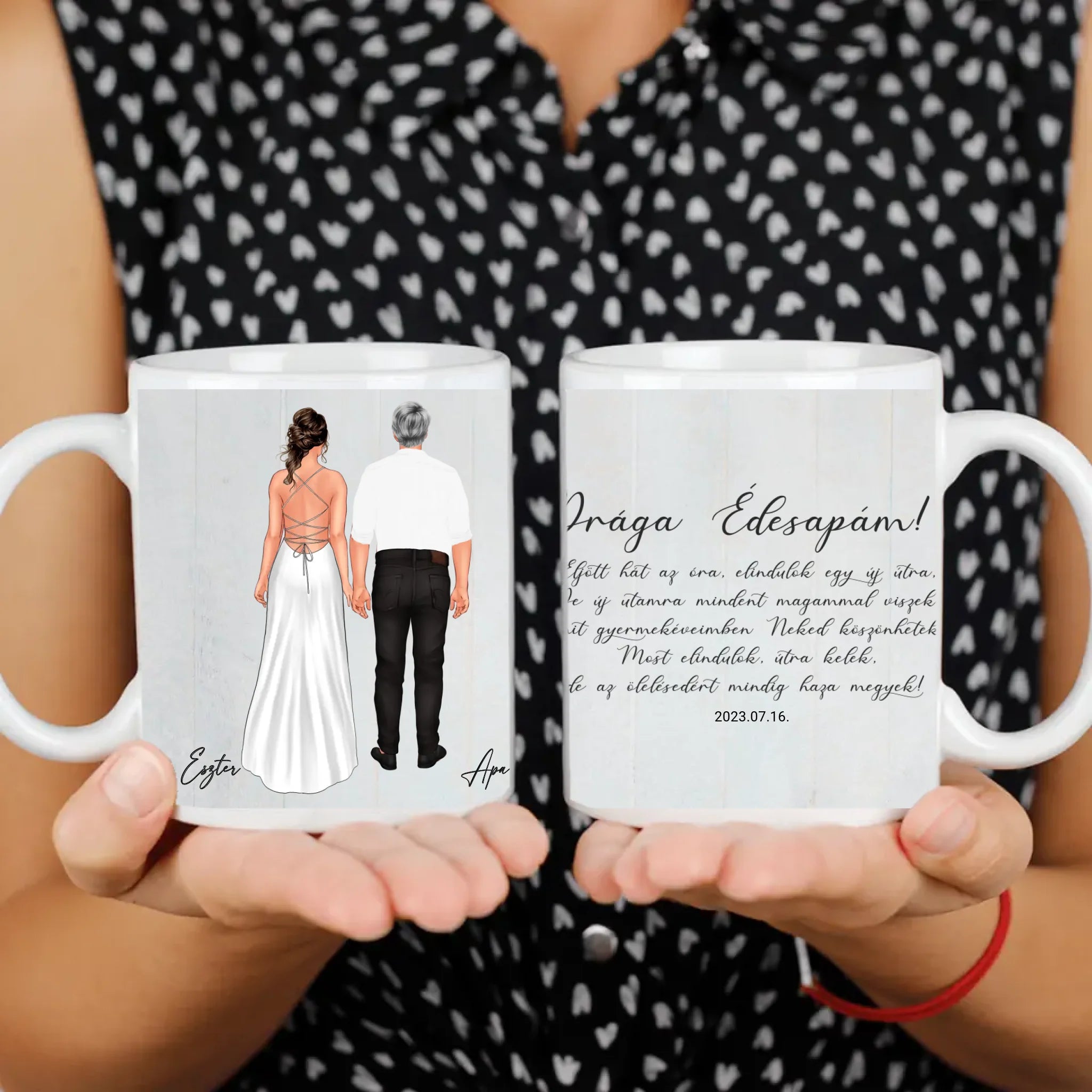 Drága Édesapám bögre - személyre szabható esküvői köszönőajándék apáknak