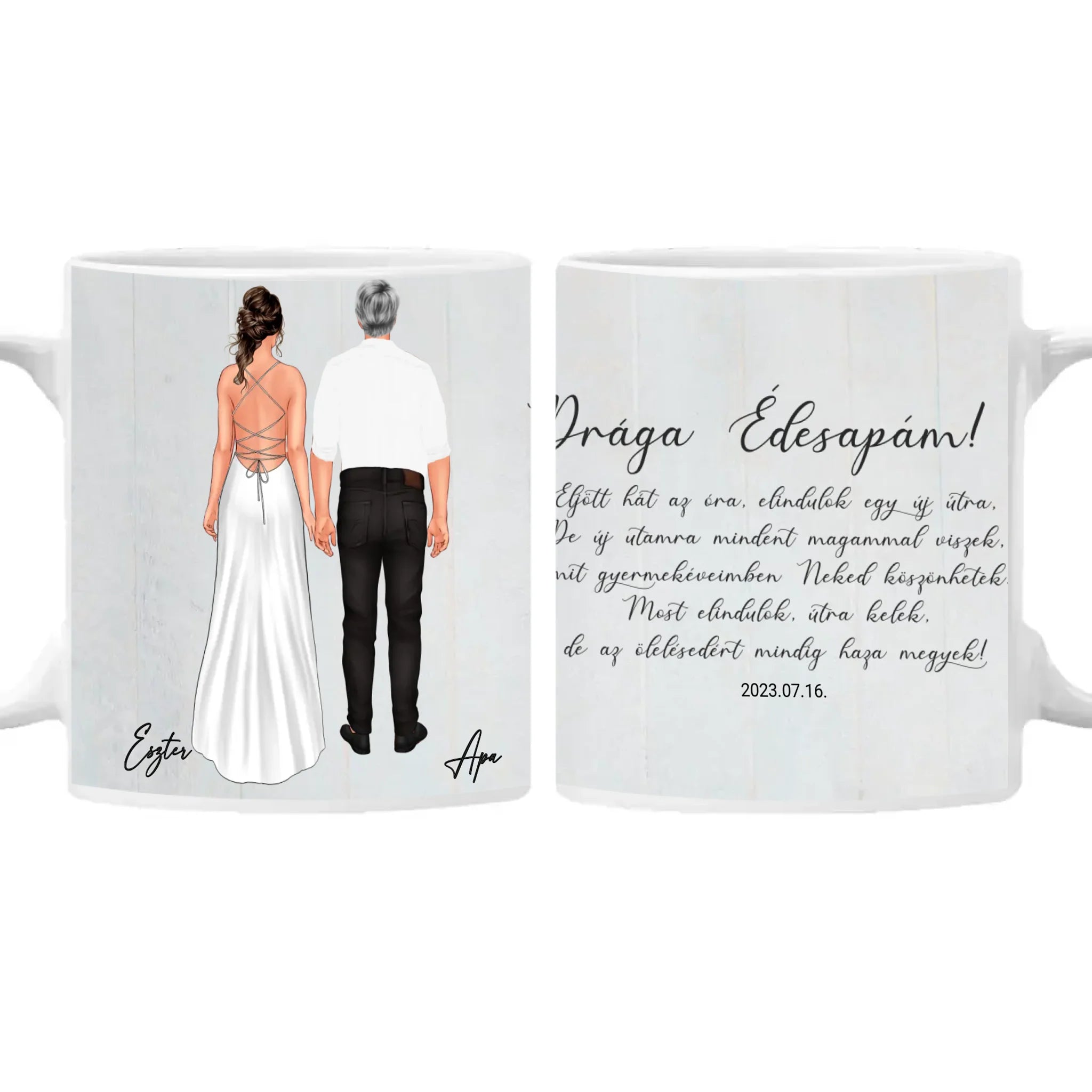 Drága Édesapám bögre - személyre szabható esküvői köszönőajándék apáknak