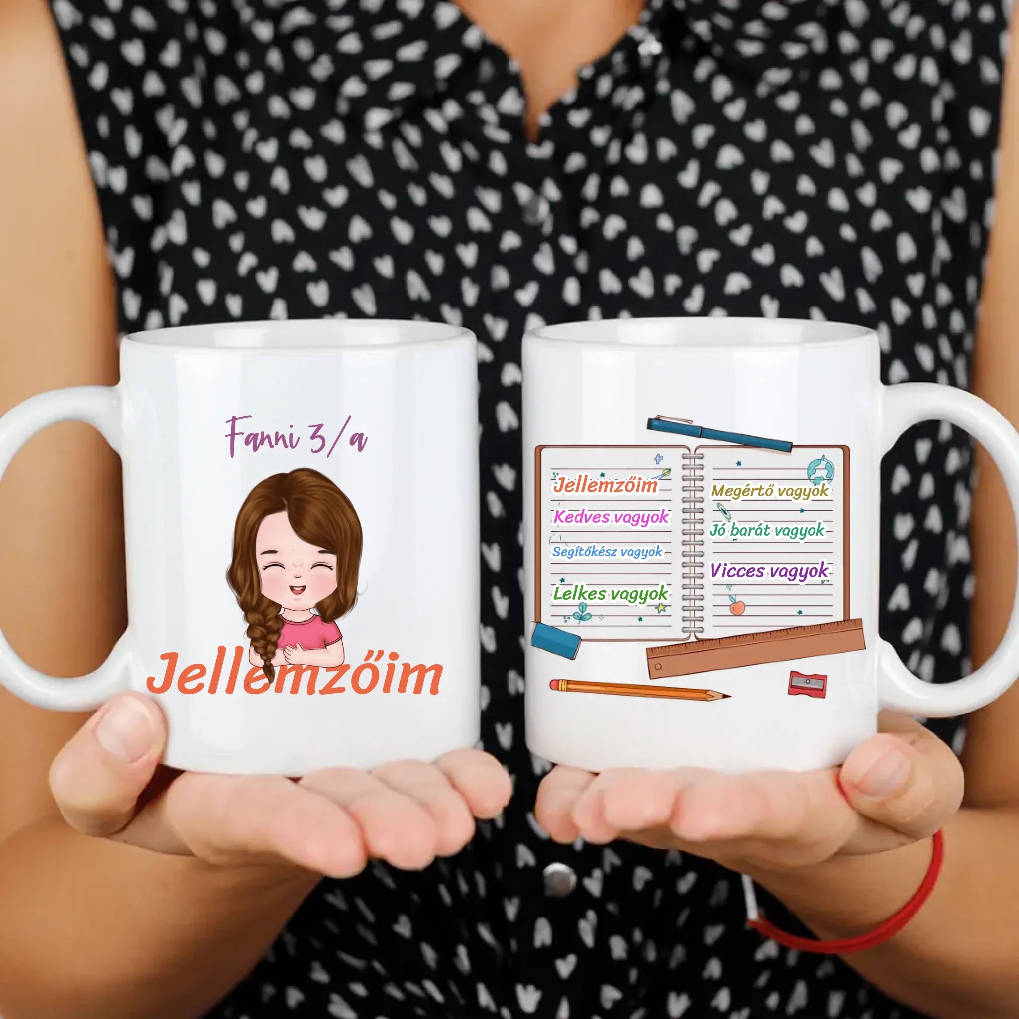 Személyre szabható cuki karakteres jellemzős bögre Fiúknak és Lányoknak