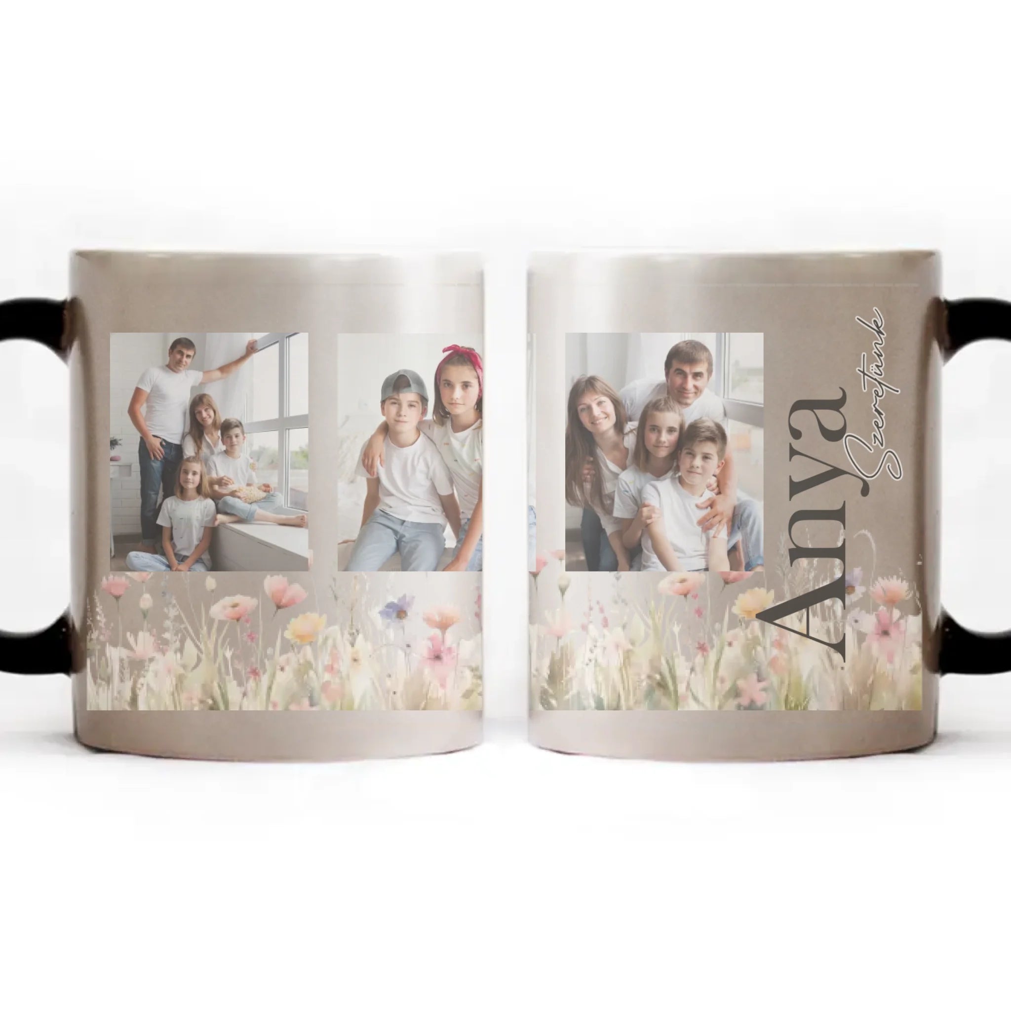 Anya szeretünk - egyedi képes bögre választható felirattal