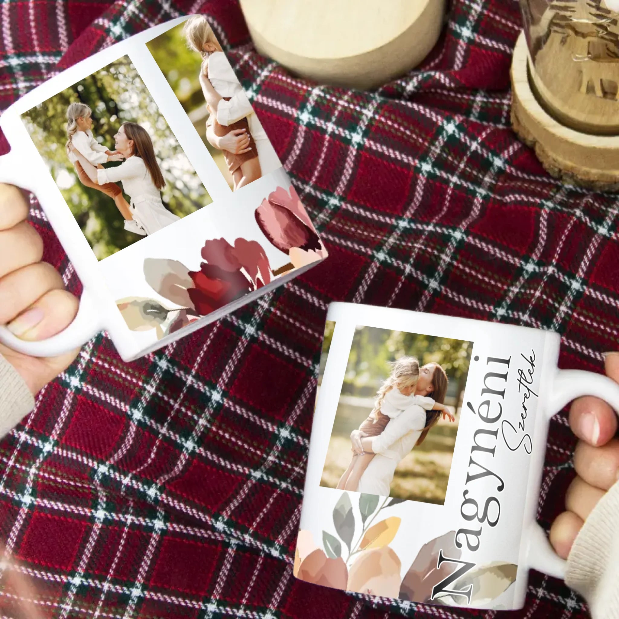 Nagynéni szeretünk - egyedi képes bögre választható felirattal