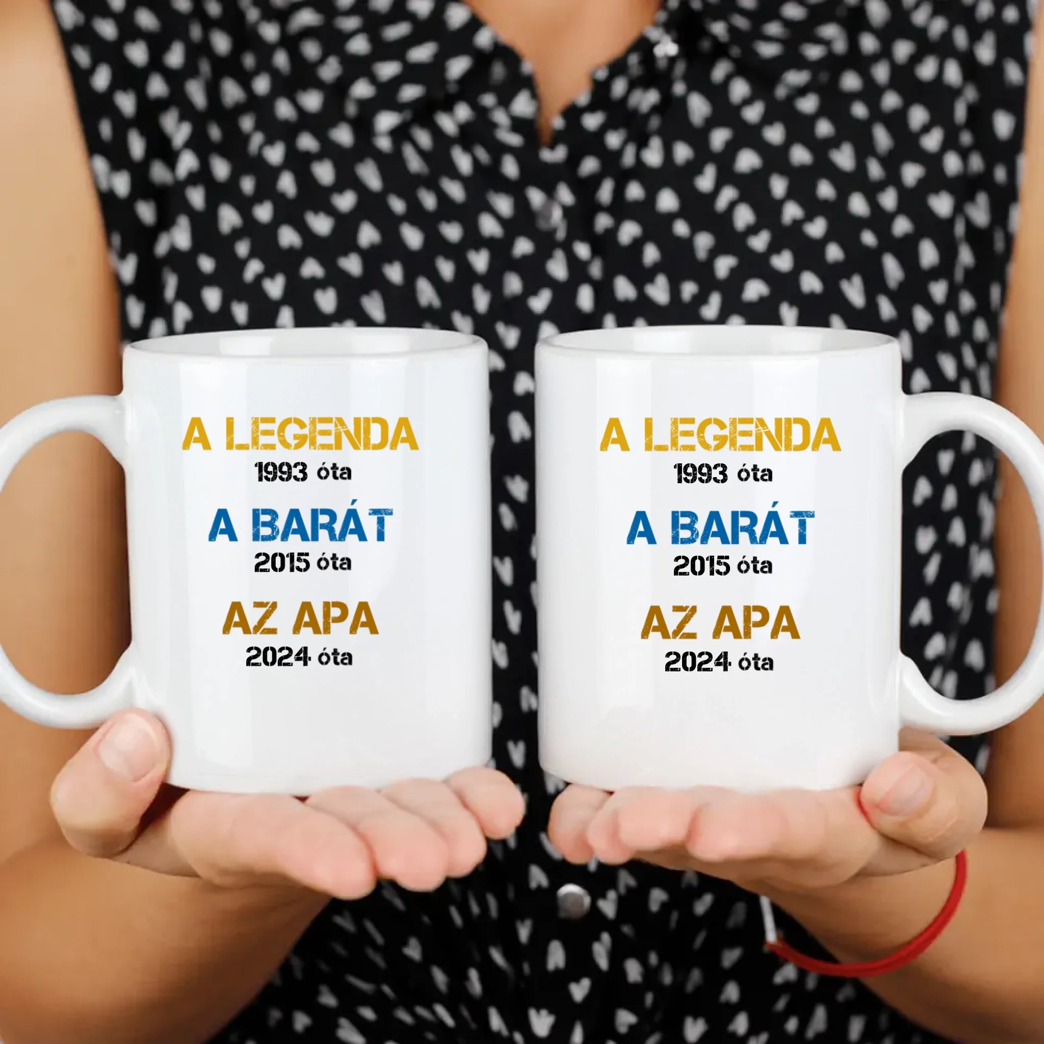 Egyedi évszámos ajándék apáknak A legenda, a barát, az apa bögre