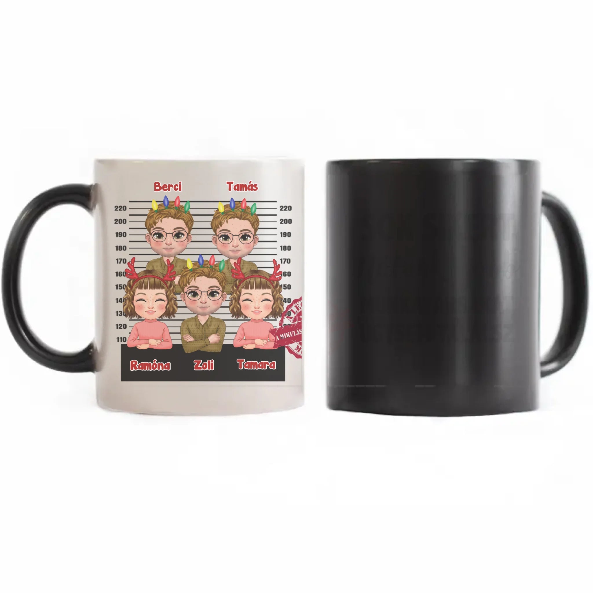 Egyedi karácsonyi ajándék bögre munkatársaknak választható karakterekkel - több személlyel