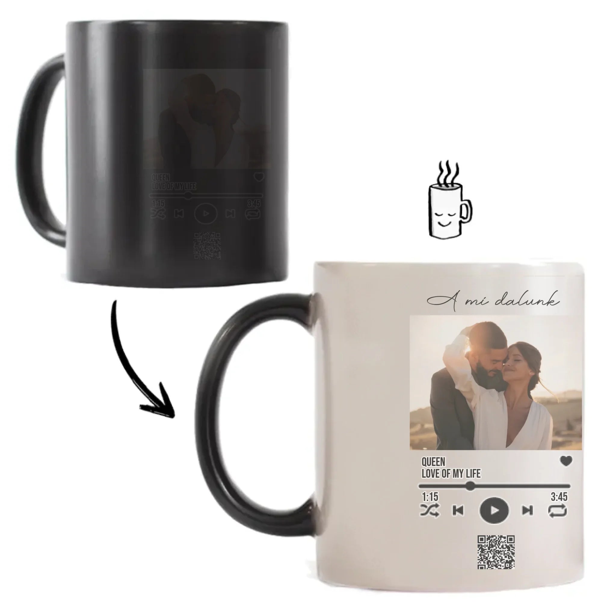 A Mi dalunk - Szerkeszthető bögre QR kóddal Valentin napra