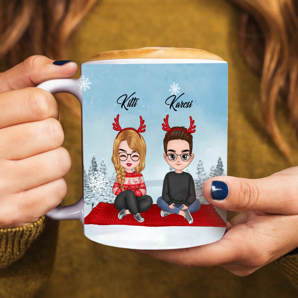 Egyedi karácsonyi bögre Testvéreknek szerkeszthető karakterekkel