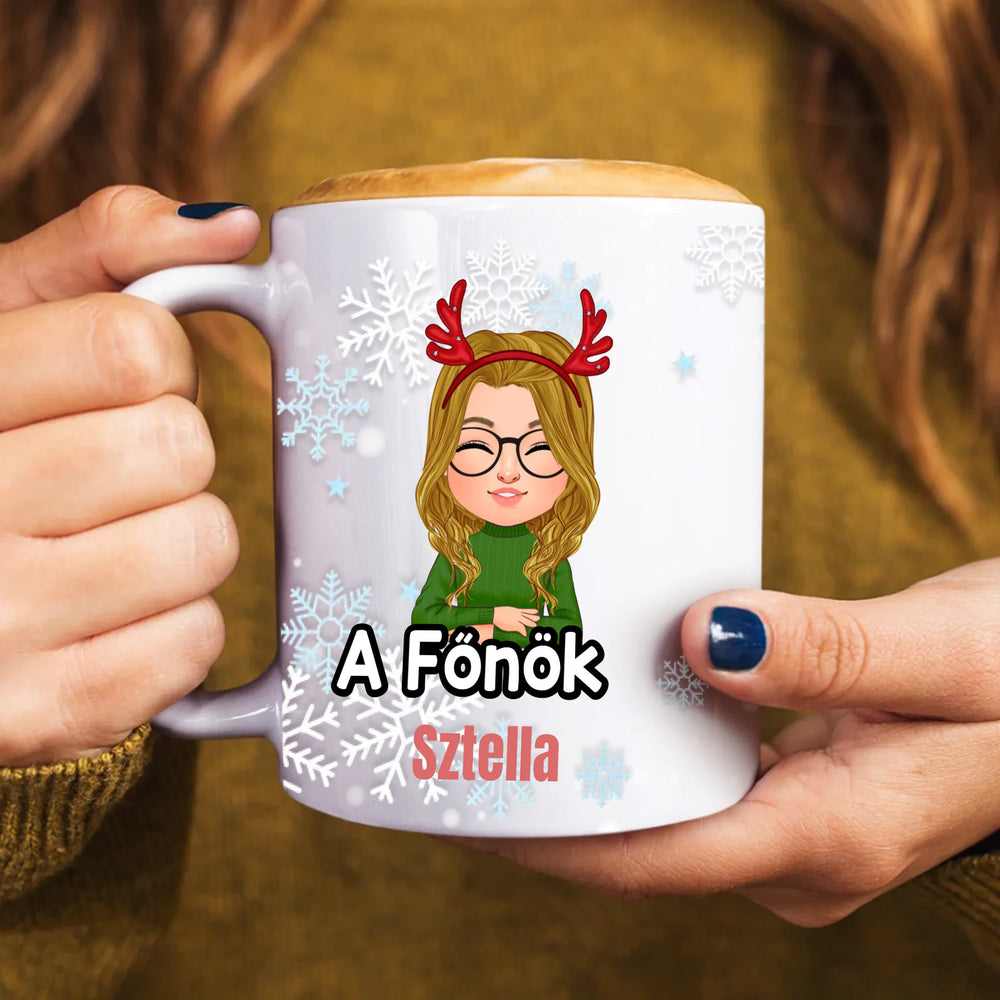 Szerkeszthető karakteres Karácsonyi bögre a legjobb Főnökasszonynak
