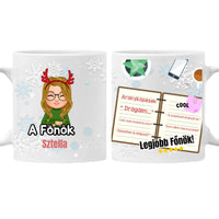 Szerkeszthető karakteres Karácsonyi bögre a legjobb Főnökasszonynak