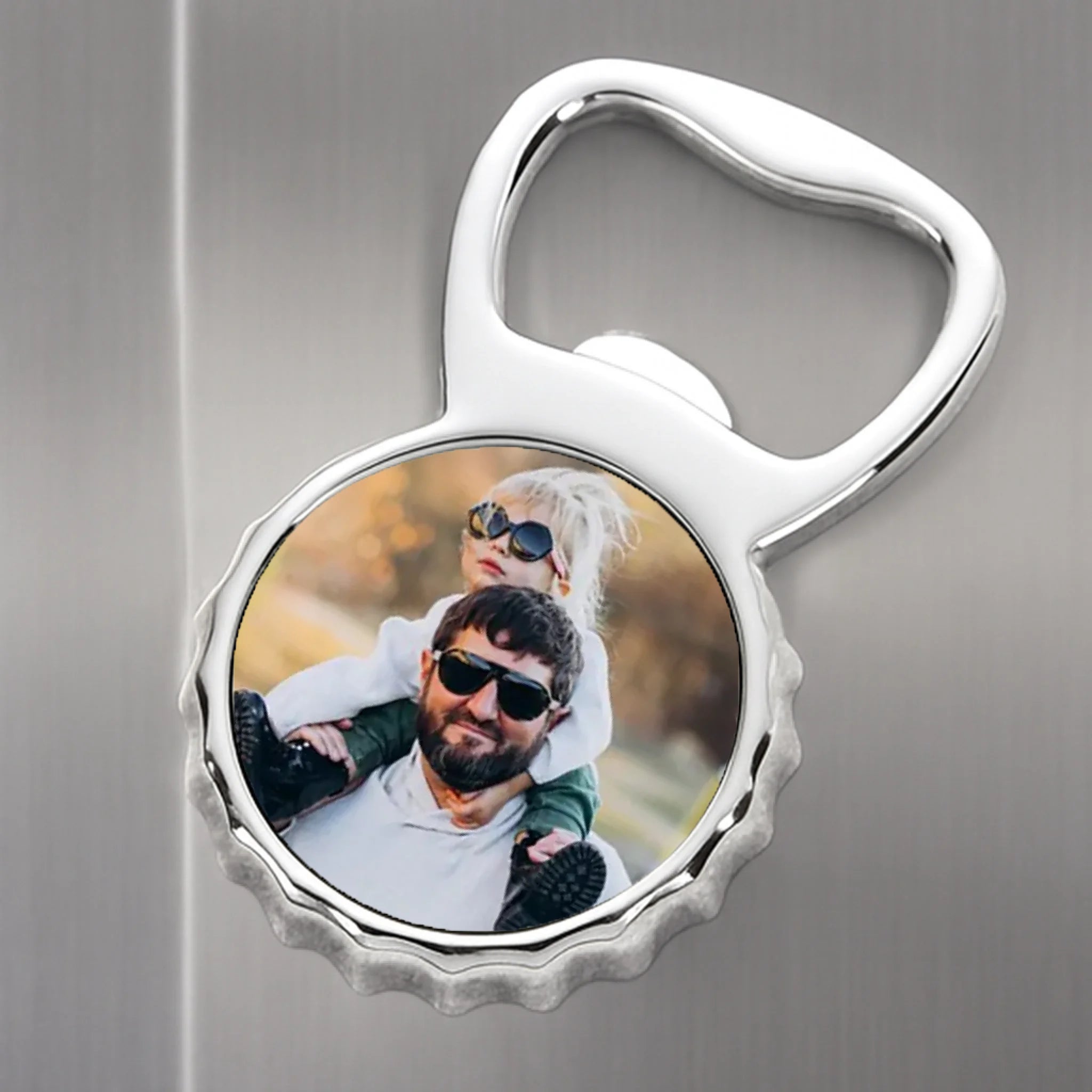 Keresztapa ajándék sörnyitó hűtőmágnes egyedi képpel