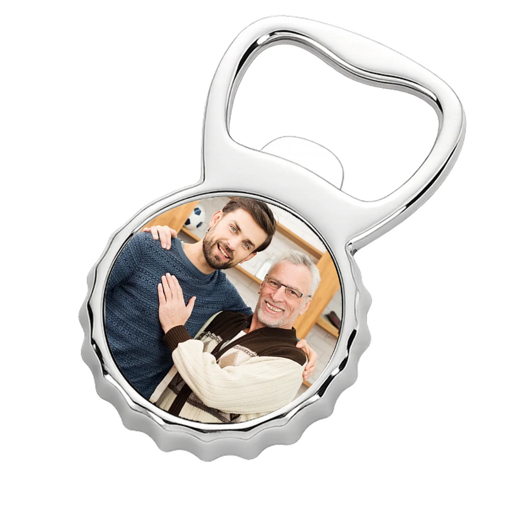 Nagypapa karácsonyi ajándék - sörnyitó hűtőmágnes egyedi képpel