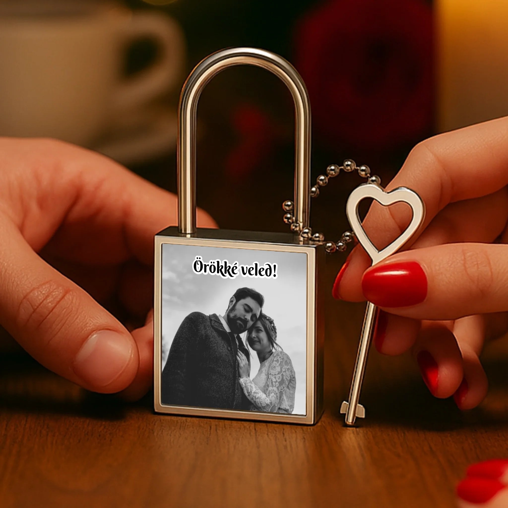 Egyedi lakat fényképpel és felirattal karácsonyi ajándék feleségnek