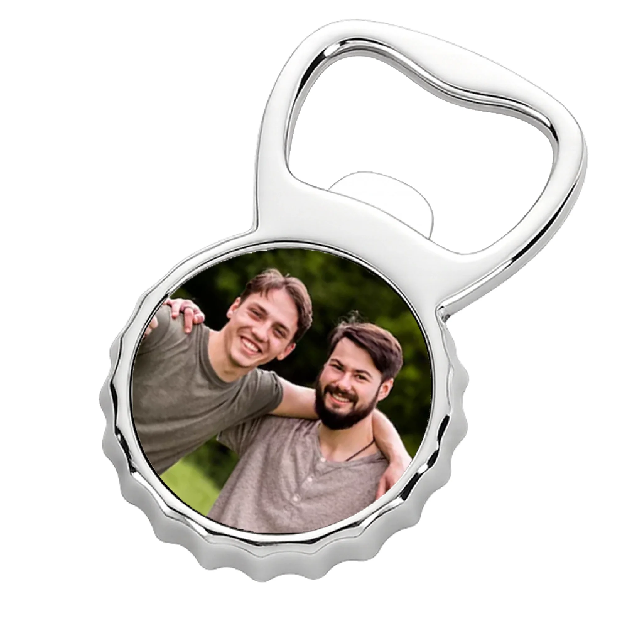 Karácsonyi ajándék barátoknak - sörnyitó hűtőmágnes egyedi képpel