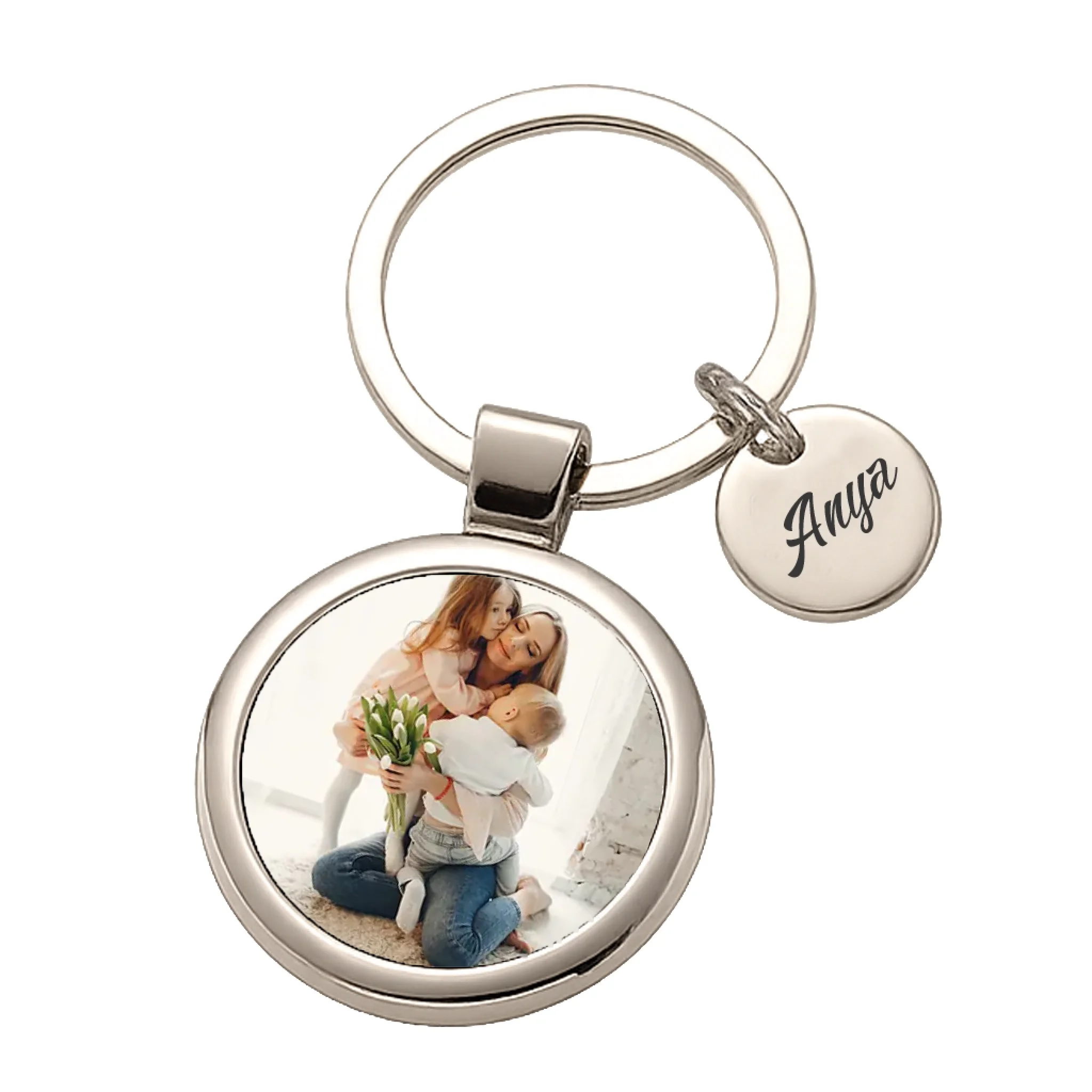 Anyukáknak ajándék karácsonyra - egyedi képes gravírozott fém kulcstartó