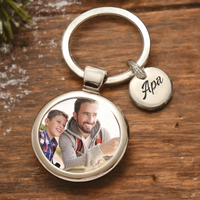 Karácsonyi ajándék apának - egyedi képes gravírozott fém kulcstartó
