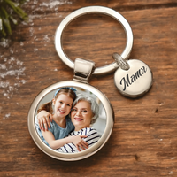 Ajándék nagymamának karácsonyra - egyedi képes gravírozott fém kulcstartó